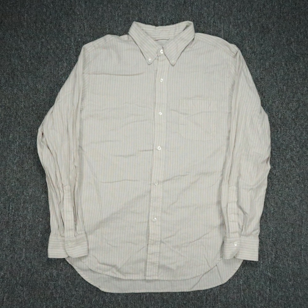 Buck Mason Shirt Mens XL Beige White Draped Twill Pocket Long Sleeve Button Down